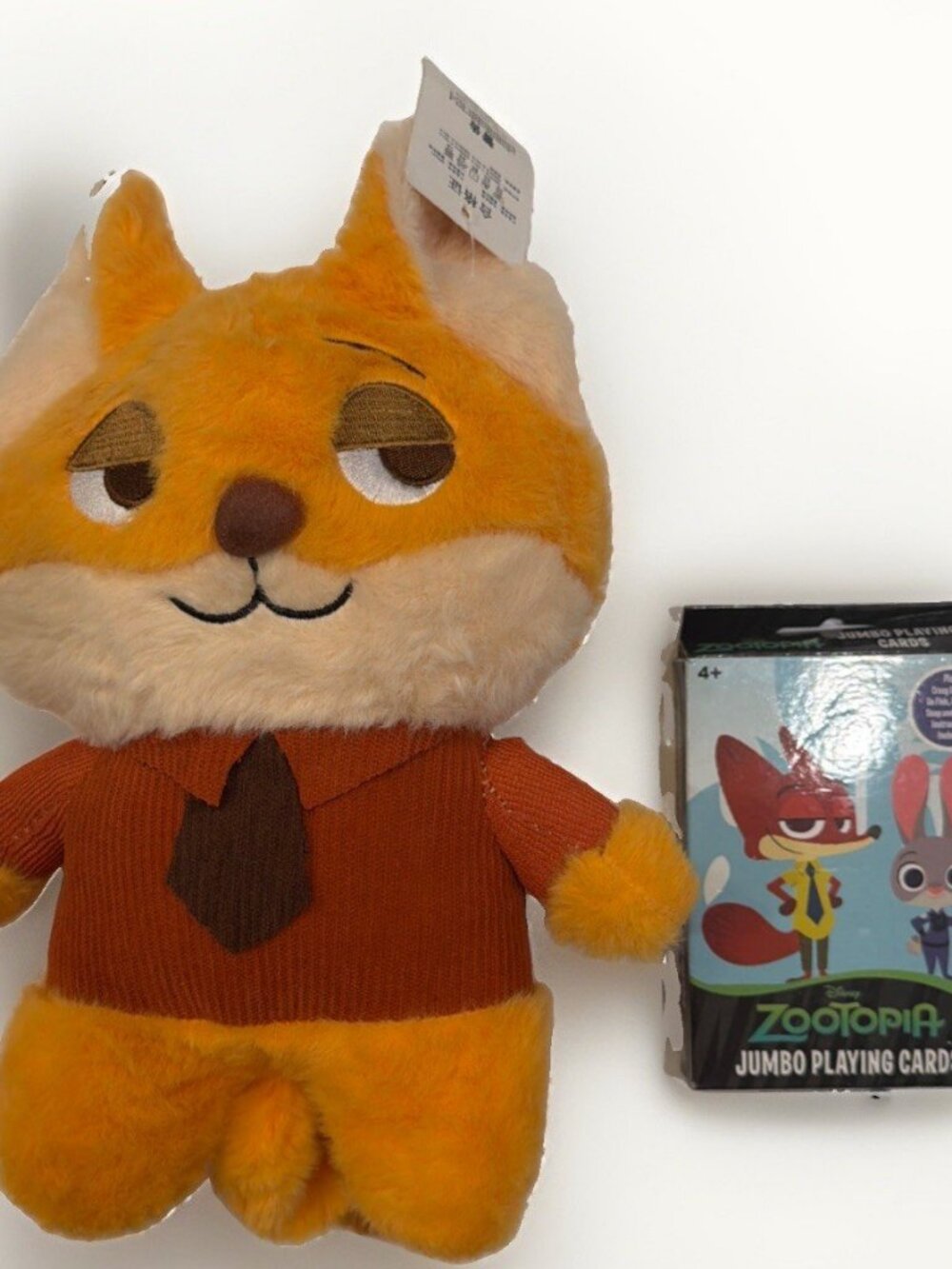 MINISO Disney Zootopia Nick Wilde Plush 11" NWT & Jumbo Playing Cards Bundle Set